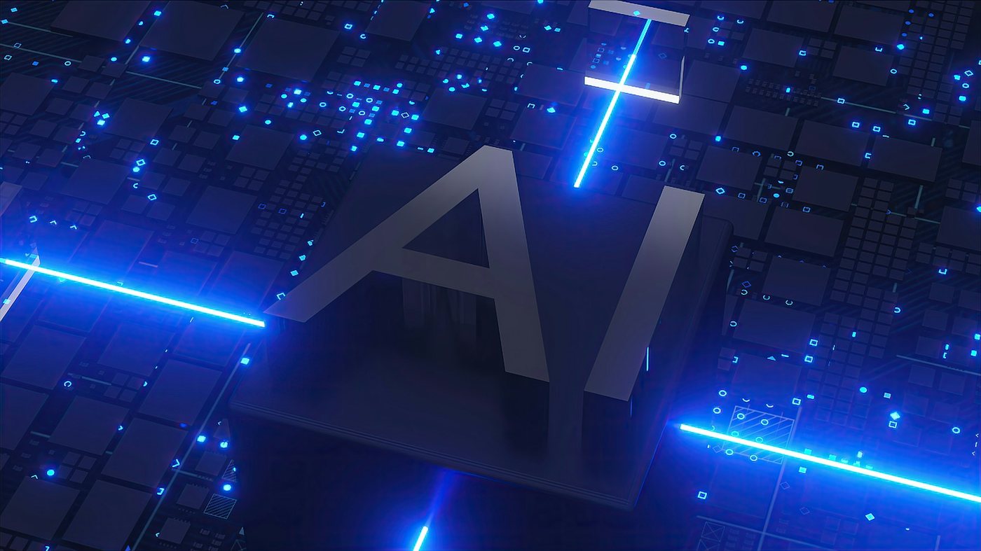 AI text with glowing blue circuits and lights representing privacy and worker data flows.